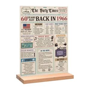 lot 2213 image: Trgowaul Colorful 60th Birthday Back in 1966 Poster Acrylic Table Sign - Retail $13