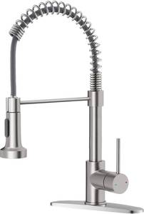 lot 2217 image: OWOFAN Kitchen Faucet with Pull Down Sprayer Brushed Nickel - Retail $40