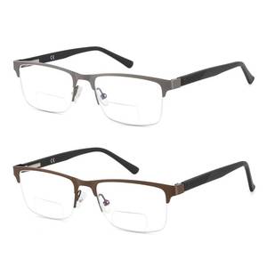 lot 2219 image: Kafirlo Bifocal Reading Glasses Men Progressive Blue Light Blocking Computer Reader No Line Half Frame Metal Wide Eyeglasses Designer Cheaters Transition Square Stylish Fashion Eyewear 2.50 - Retail $19