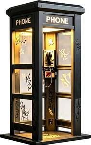 lot 2229 image: PHOTOS FOR REFERENCE SEE PHOTOS Depehelp Vintage Phone Booth Lamp, Wooden Retro Telephone Booth Table Lamp with Warm LED Light for Bedroom Desk Bookshelf Home Office Study Bar Decor - Retail $22