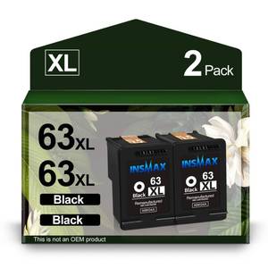 lot 2232 image: 63XL Black Ink Cartridges Como Pack Replacement for HP 63 63XXL 63xl Ink - Retail $24