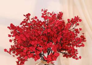 lot 2233 image: 5 Pcs Fake Flowers, Real Touch Babys Breath Artificial Flowers, Red - Retail $10