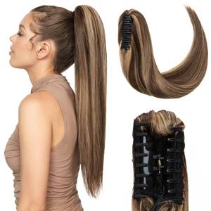 lot 2239 image: Hairro Clip In Pony Tail Extensions Real Human Hair 16 #4P27 - Retail $80