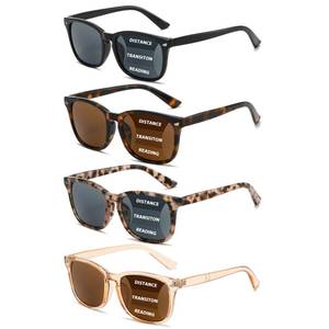 lot 2255 image: RLOZRN 4 Pack Progressive Reading Sunglasses for Women Men, No Line Square Multifocal Sun Readers UV400 Protection, 1.0 - Retail $641