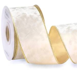 lot 2257 image: Ribbli Ivory White Velvet Wired Ribbon 2.5 Inch Metallic Ivory Crushed Velvet Christmas Ribbon for Gift Wrapping Christmas Tree Decoration Crafts Wreaths Supplies-Continuous 10 Yards - Retail $17