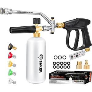 lot 2260 image: Saker Foam Cannon Dual Connector Accessory for Pressure Washer Kit - Retail $70