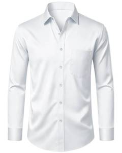 lot 2277 image: Modern Stylish Mens Casual Business Dress Shirt with Pocket - Long Sleeve Button Down Shirt �� �� White XXL
