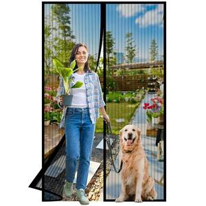 lot 2283 image: Magnetic Screen Door -Fit Door Size 38.0 x 83.0 Retractable Screen Door Mesh for Front Door or Sliding Door, Pet & Kid Friendly, Hands-Free Closure Keeps Bugs Out & Lets Breeze in, Stripe Black - Retail $10