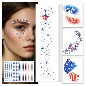 lot 2287 image: SEE PHOTOS FOR PIECES Labor Day Glitter Freckles & Gems, Face Tattoo for Women Makeup Decorations - Retail $4
