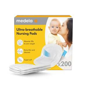 lot 2296 image: Medela Ultra-Thin Nursing Pads, Max Absorbency, 200 ct Individually Wrapped - Retail $20