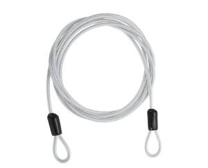 lot 2298 image: PATIKIL Security Cable 8 ft x 316 (4mm), Braided Stainless Steel Coated Safety Wire Rope with Double Loop for Travel Luggage Bicycle Lock Cable, Transparent - Retail $12