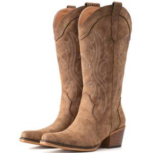 lot 2310 image: PRE OWNED Cowboy Boots For Women Western Cowgirl Boots Mid Calf Snip Toe Size 10 - Retail $58