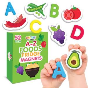 lot 2325 image: Curious Columbus Magnetic Foods and Letters for Kids, 52-Piece ABC Set - Retail $19