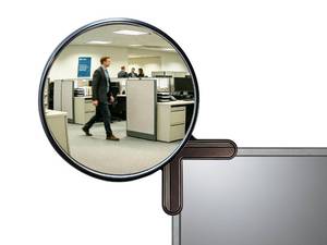 lot 2326 image: Banatune 3.7-Inch Clip-On Computer Monitor Mirror for Desk & Office Cubicle - Retail $13