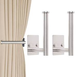 lot 2362 image: OCIOLI 2 Pack No Drill Curtain Holdbacks Metal Curtain Tiebacks, Silver - Retail $10