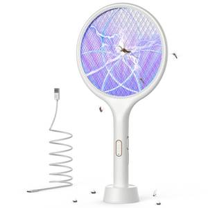 lot 2372 image: YISSVIC Electric Fly Swatter 4000V Bug Zapper Racket Dual Mode (2, White) - Retail $29