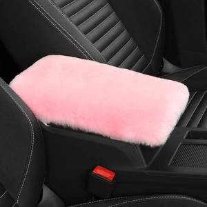 lot 2380 image: IRIWOOL Sheepskin Armrest Cover Auto Center Armrest Cover Car Soft Console Pad, Fluffy Wool Auto Center Console Cover for Most Car Arm Rest Decoration Protector 7 x 13 Inch (Shearling, Pink) - Retail $12