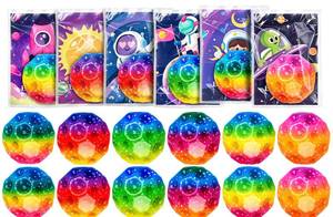 lot 2385 image: Tymokcall 13 Pcs Bouncy Balls Bulk with Cards Multicolored Stress Space Balls Party Favors School Classroom Gifts Exchange Goodie Bags Outdoor Sport Toys for Boys Girls Kids Teens - Retail $25