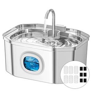 lot 2386 image: APAUK Cat Water Fountain Stainless Steel, Pet Water Fountain 108oz3.2L - Retail $37