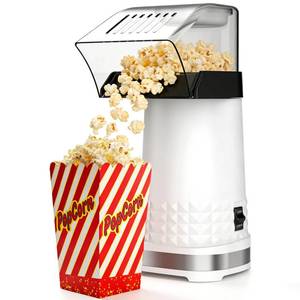 lot 2400 image: PRE OWNED 1200W Hot Air Popcorn Popper ETL Certified �� Oil-Free Healthy Popcorn Maker Machine with 4.5 Quart Large Capacity, 2-Minute Fast Electric Popcorn Machine for Movie Night, Party, Snack��White�� - Retail $16