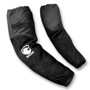 lot 2401 image: QeeLink Leather Welding Work Sleeves for Men&Women - Heat&Flame Resistant Arm Protection with Kevlar Stitching and Cotton Lining (Black) - Retail $32