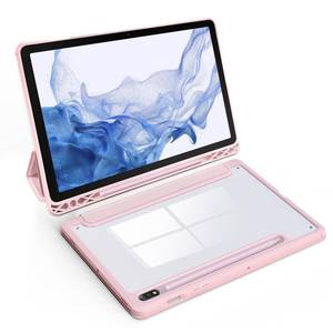 lot 2420 image: SSS�GRGB Case for 11 Inch Samsung Galaxy Tab S8 2022Tab S7 2020(SM-X700X706T870T875T878) with S Pen Holder, PC Transparently Back, Tri-Fold Folio Stand Protective Cover, Auto WakeSleep,Pink - Retail $10