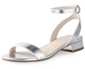 lot 2433 image: Ankis Women Nude White Gold Black Sandals Open Toe 1 Inch Low Block Heel 7.5 - Retail $33