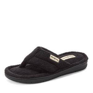 lot 2449 image: Damage See Photos Dearfoams Womens Melanie Terry Thong Slipper, Black, 9-10 - Retail $27