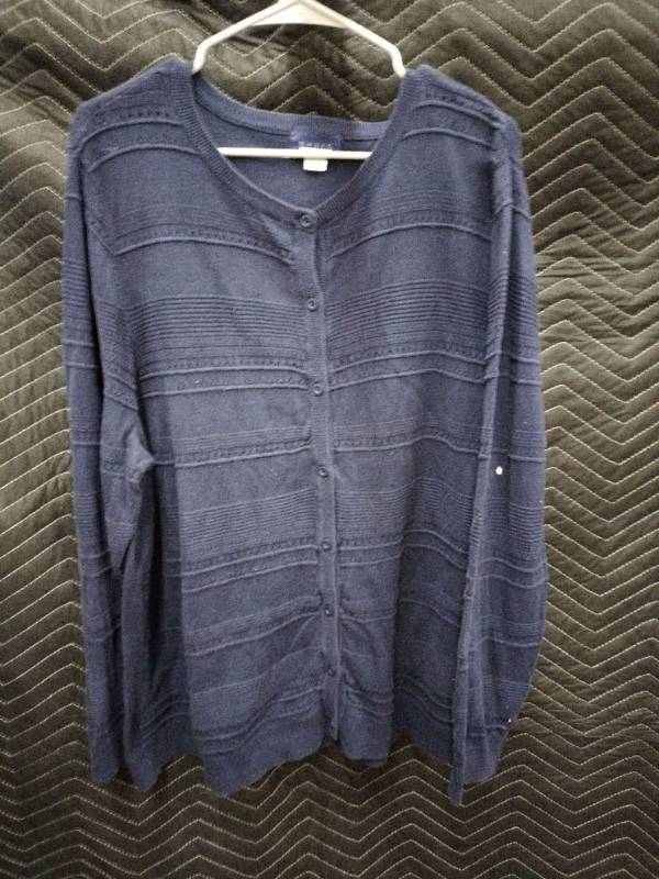 lot 33958 image: Basic Editions navy blue womens knit cardigan sweater - 2X