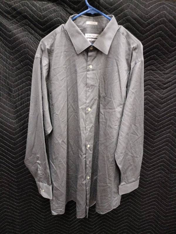 lot 33969 image: Van Heusen Lux Sateen Gray Dress Shirt - Tall - 17.5