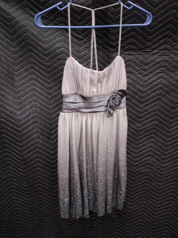 lot 33979 image: City Studios gray ombre shimmer party dress with a halter-neck - M