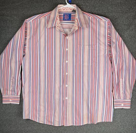 lot 63376 image: Brooklyn Xpress button-up shirt - PinkBlue Stripe - XL