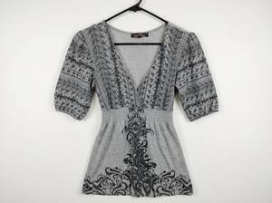 lot 25717 image: Rusty Fomour Gray Patterned Short-Sleeve Top - L