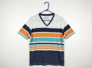 lot 25725 image: Pacific Blue Striped V-Neck T-Shirt Size L