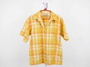 lot 25734 image: Beyond The Limit Yellow Plaid Short Sleeve Button Shirt Size L