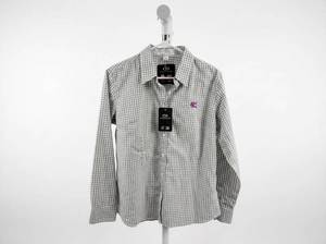 lot 25753 image: Vantage Easy-Care Gingham Check Shirt Grey - L