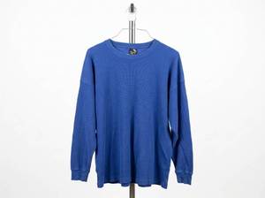 lot 25755 image: Sada Waffle-Knit Thermal Long-Sleeve Crewneck Top Blue 1X