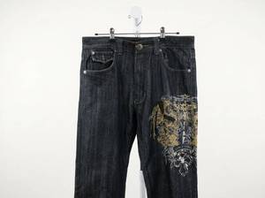 lot 25794 image: Royal Army Dark Wash Jeans w Gold & Silver Embroidered Eagle 3632