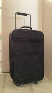lot 153 image: Black Soft-Sided Rolling Carry-On Luggage with Handle and Wheels
