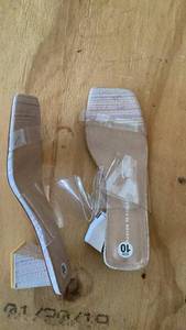 lot 171 image: Fashion To Figure Clear Strap Slide Sandals Size 10 new