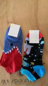 lot 174 image: 2 Pair Socks Blue Shark Red Rocket Space Theme women