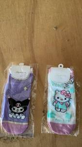 lot 177 image: Fashion Character Socks 2-Pair Lot Hello Kitty Badtz-Maru