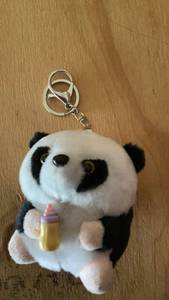 lot 196 image: Panda Plush Keychain with Bottle Charm