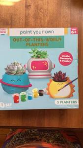 lot 203 image: Paint Your Own Out-of-This-World Planters Craft Kit 3 Planters Ages 6