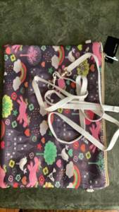 lot 213 image: Crossbody Bag with Colorful Rainbow and Cloud Print comes w strap