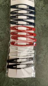 lot 218 image: Snap Clip Hair Clips Set 12 Pieces Black Red White