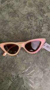 lot 220 image: Cat Eye Sunglasses Pink Cream Frame Dark Lens