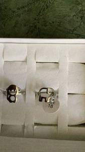 lot 251 image: 2 Stainless Steel Rings Size 7 Cat Monkey
