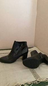 lot 266 image: Black Ankle Boots with Buckle Detail Pair by Franco Sarto size 10 preloved
