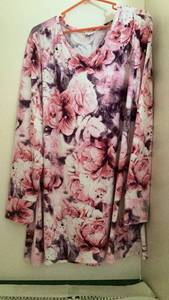 lot 286 image: Womens Floral Print Long Sleeve Top size  2x and Brown Pants Lot writhing ton size 18 preloved